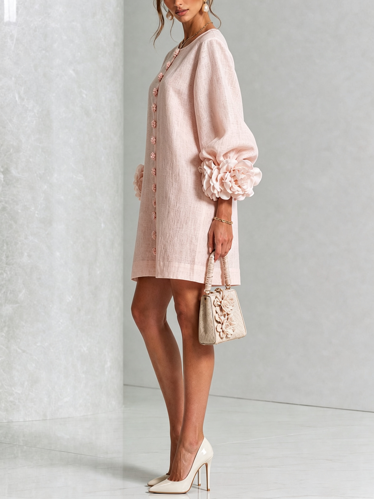 Bella | Vestido Romántico Mini Floral con Botones