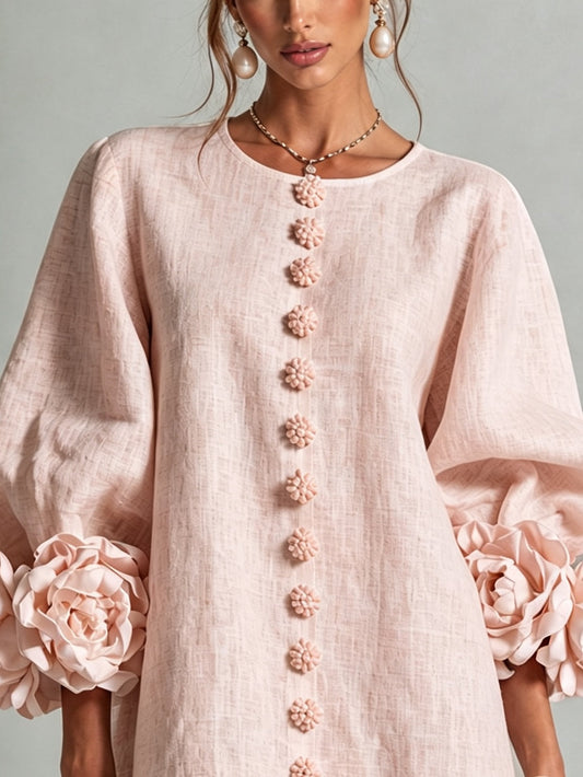 Bella | Vestido Romántico Mini Floral con Botones