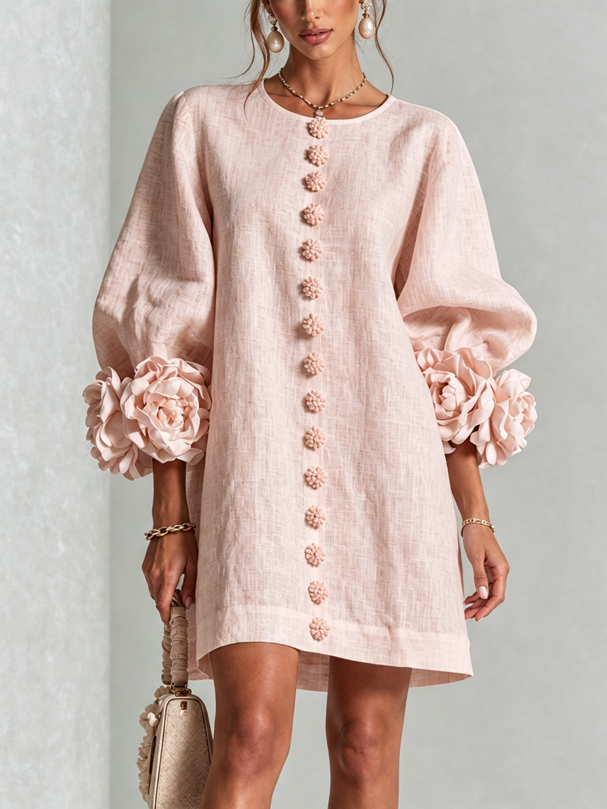 Bella | Vestido Romántico Mini Floral con Botones